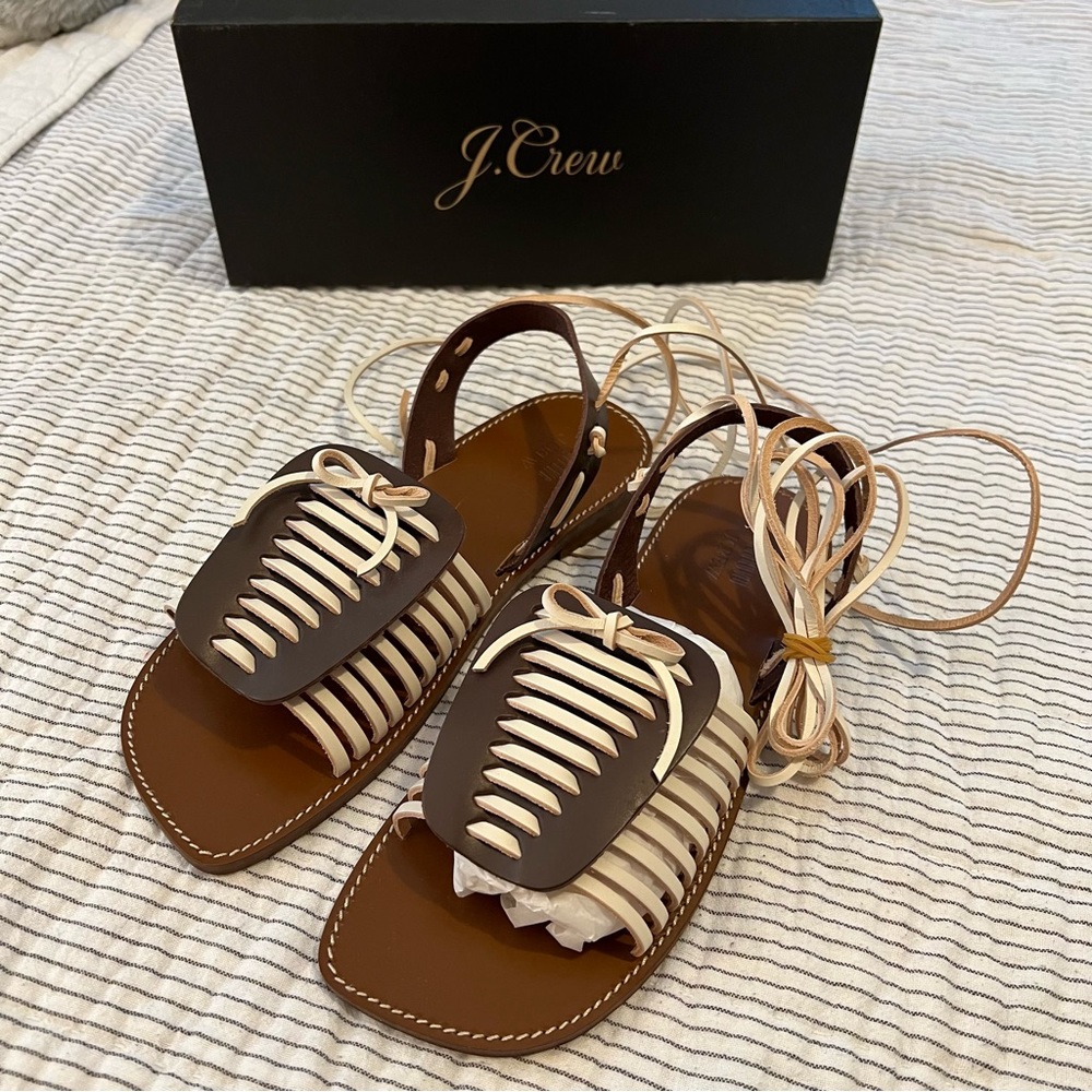 NWT Jcrew x Monrowe Leather Laceup Huarache Sandals 9
